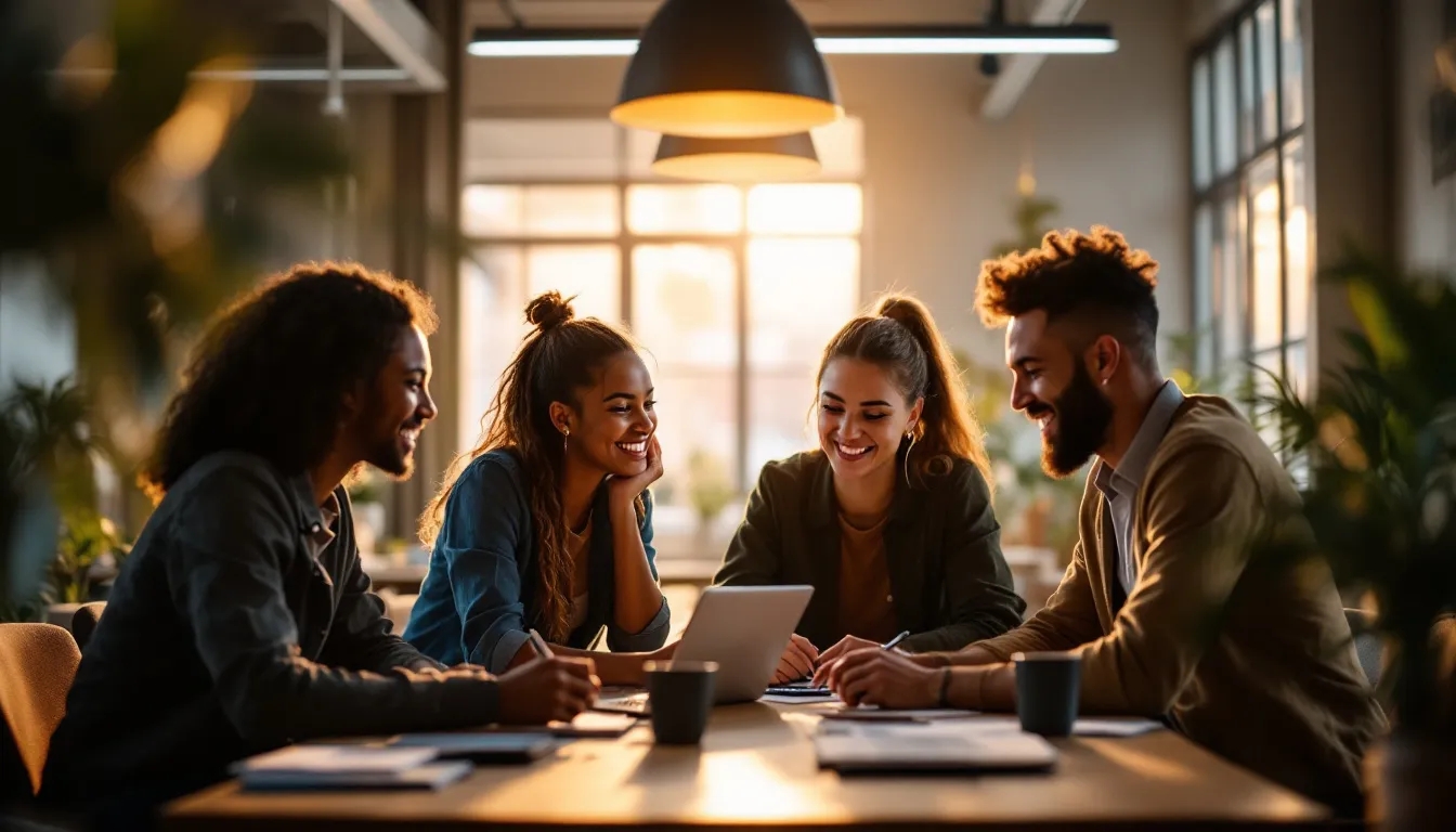 Agents Power team collaborating in a modern workspace