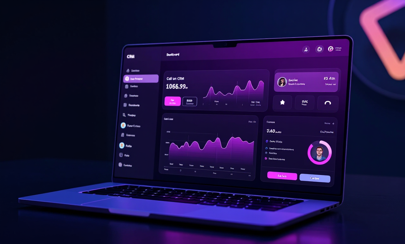 Dashboard mockup: calls, CRM updates and scheduling